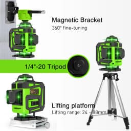 CLUBIONA 4D 16 lines Cross Line Laser Level Green Beam Line For Tiles Floor Multi function & Horizontal Vertical Self-Leveling