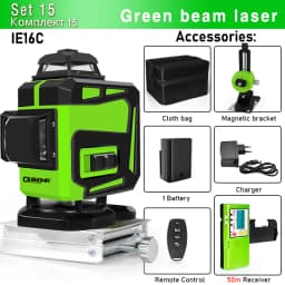 CLUBIONA 4D 16 lines Cross Line Laser Level Green Beam Line For Tiles Floor Multi function & Horizontal Vertical Self-Leveling