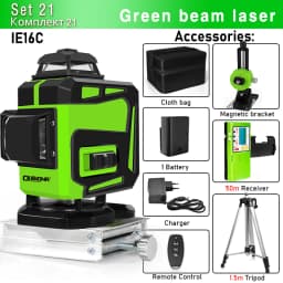 CLUBIONA 4D 16 lines Cross Line Laser Level Green Beam Line For Tiles Floor Multi function & Horizontal Vertical Self-Leveling