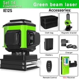CLUBIONA 4D 16 lines Cross Line Laser Level Green Beam Line For Tiles Floor Multi function & Horizontal Vertical Self-Leveling