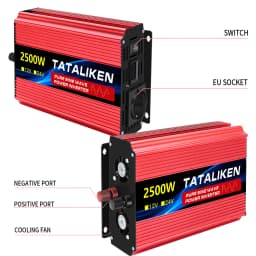 EU Socket Pure Sine Wave Inverter 1000W/300W/5000W/6000W DC 12V To AC 220V 50HZ Power Inverter Charger Converter Adapter