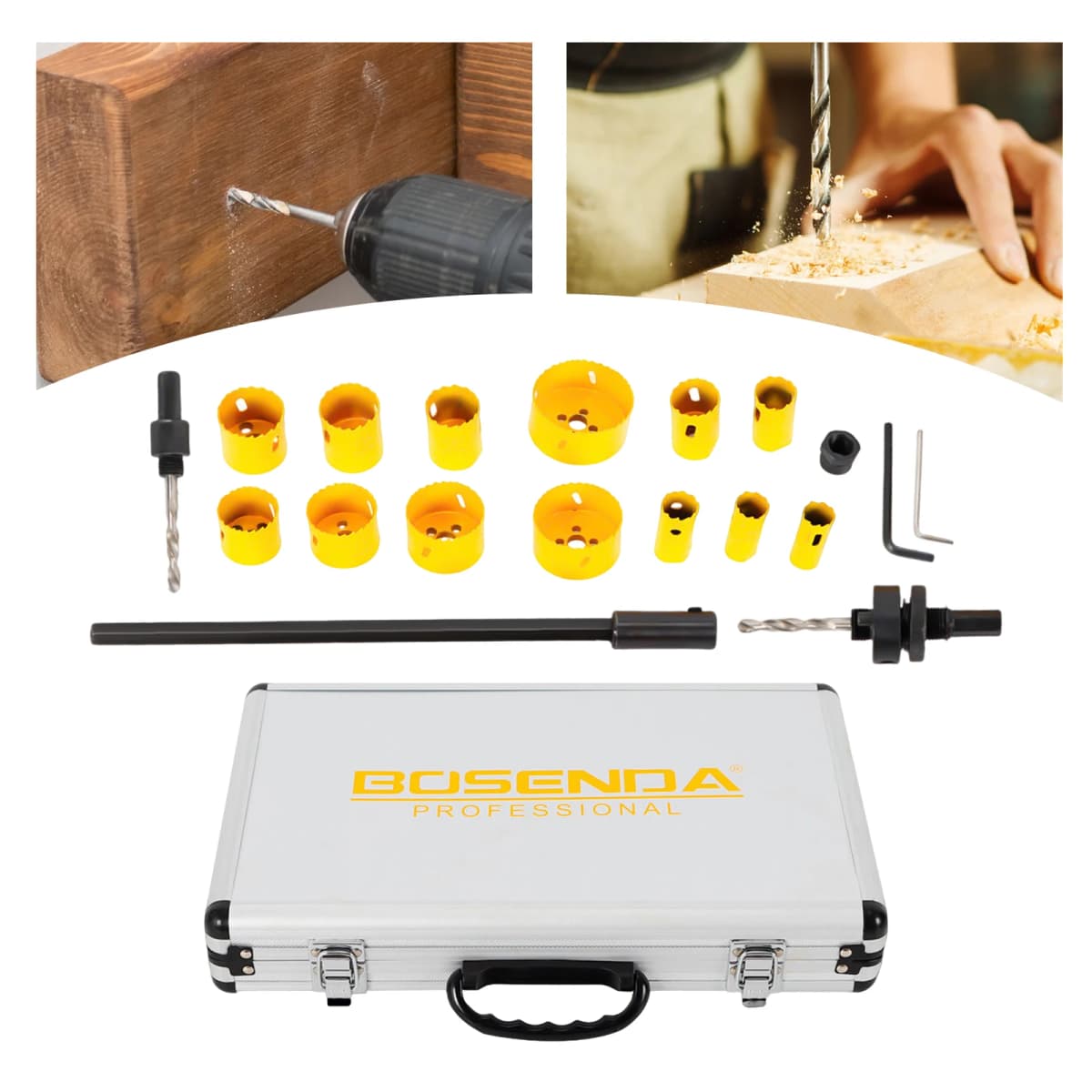 17 Pcs Hole Saw Kit Cutter Metal Wood DIY Tools Hss Bi-metal Hole Saw Blade Crown Saw Core Drilling Bit Hole Saw Drill Bit Kit