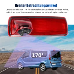 ESSGOO Reversing Rear View Backup Camera Night Vision 3rd Brake Light for Opel Vauxhall Vivaro Renault Trafic MK3 NI-SSAN NV300