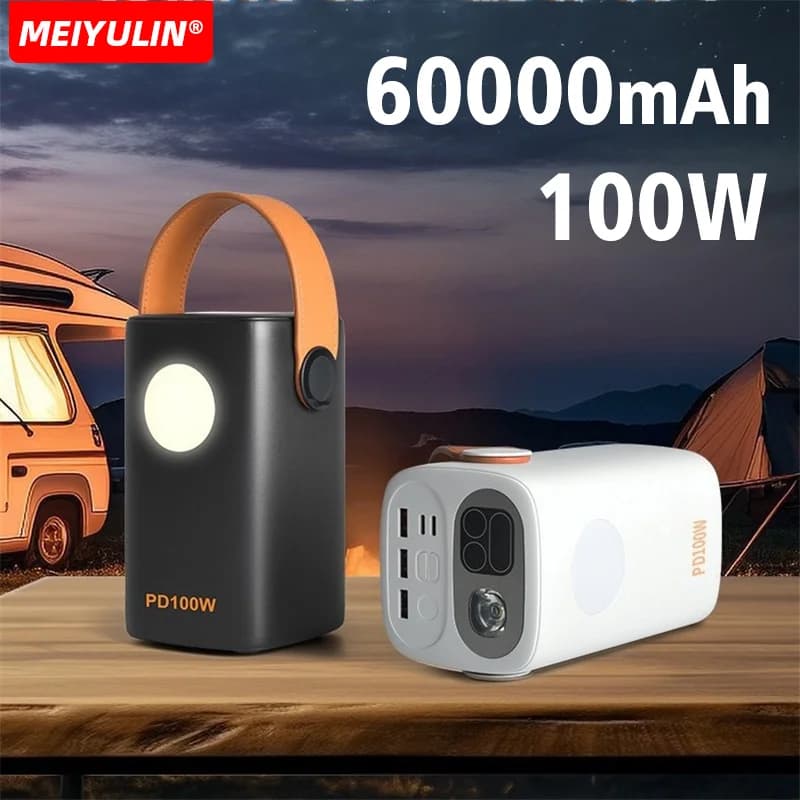 Large Capacity 60000mAh Power Bank For Laptop 100W Super Fast Charging Portable External Spare Battery For iPhone Xiaomi Outdoor