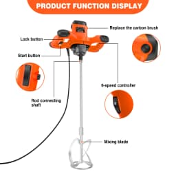 550W Electric Concrete Mixer Industrial Mixer M14 Agitator 6 Variable Speeds Agitator Machine for Mixing Paint, Cement, 2 Colors