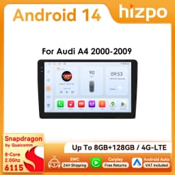 Hizpo 2Din 9-inch Android Car Radio for Audi A4 B8 B7 B6 S4 RS4 2000 - 2009 SEAT Exeo BT 4G DSP RDS CarPlay GPS Navigation 360CAM