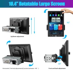 ESSGOO 10.1 Inch Wireless Carplay Android Auto Single DIN Car Stereo Head Unit Radio Rotatable IPS Touch Screen USB AUX TF