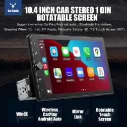 ESSGOO 10.1 Inch Wireless Carplay Android Auto Single DIN Car Stereo Head Unit Radio Rotatable IPS Touch Screen USB AUX TF