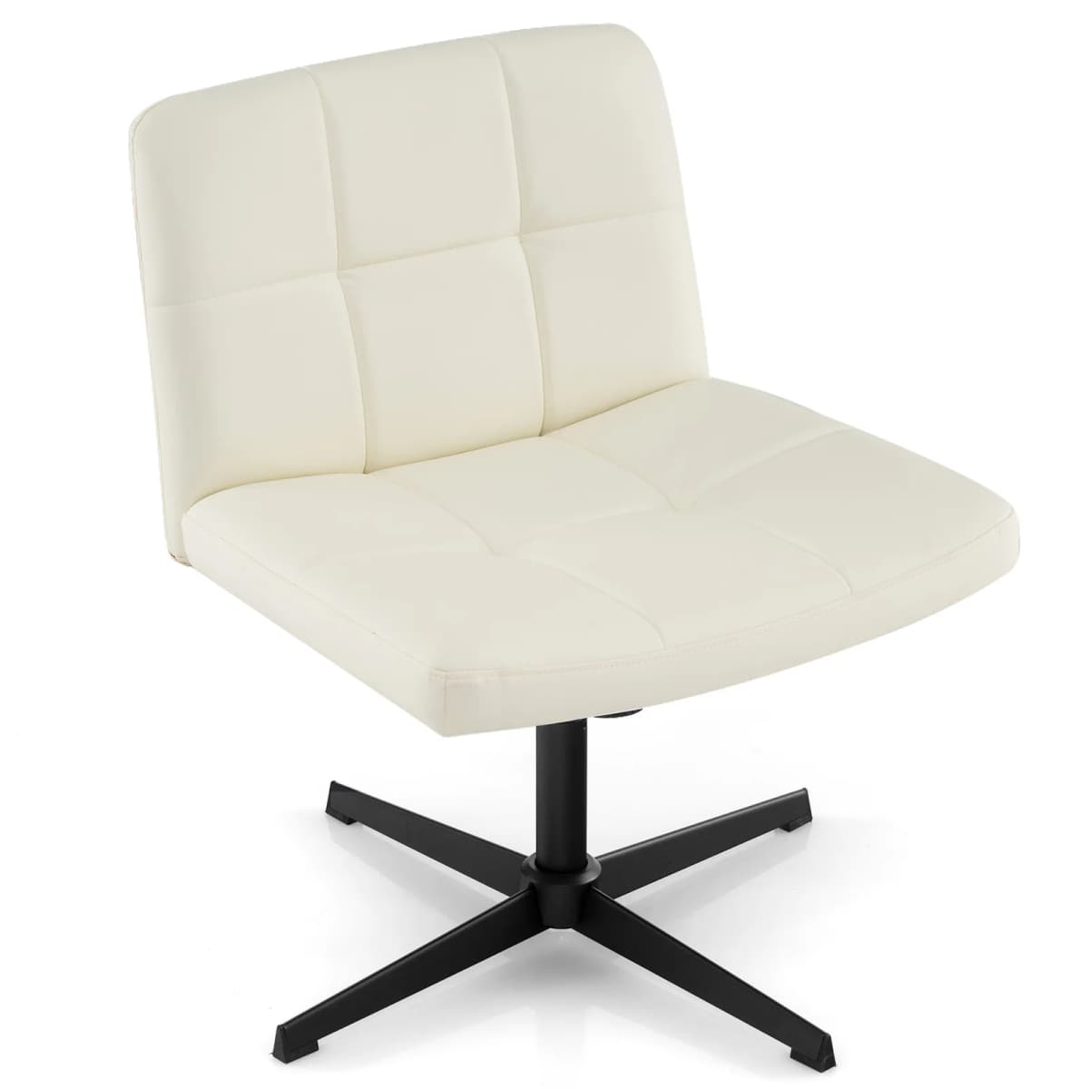 Office chair without armrests, desk chair with wide seat & rocking function, computer chair without wheels, swivel chair
