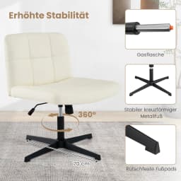 Office chair without armrests, desk chair with wide seat & rocking function, computer chair without wheels, swivel chair