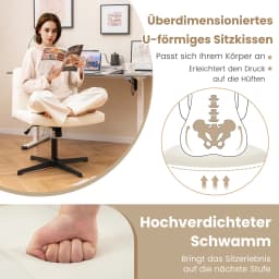 Office chair without armrests, desk chair with wide seat & rocking function, computer chair without wheels, swivel chair