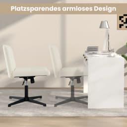 Office chair without armrests, desk chair with wide seat & rocking function, computer chair without wheels, swivel chair