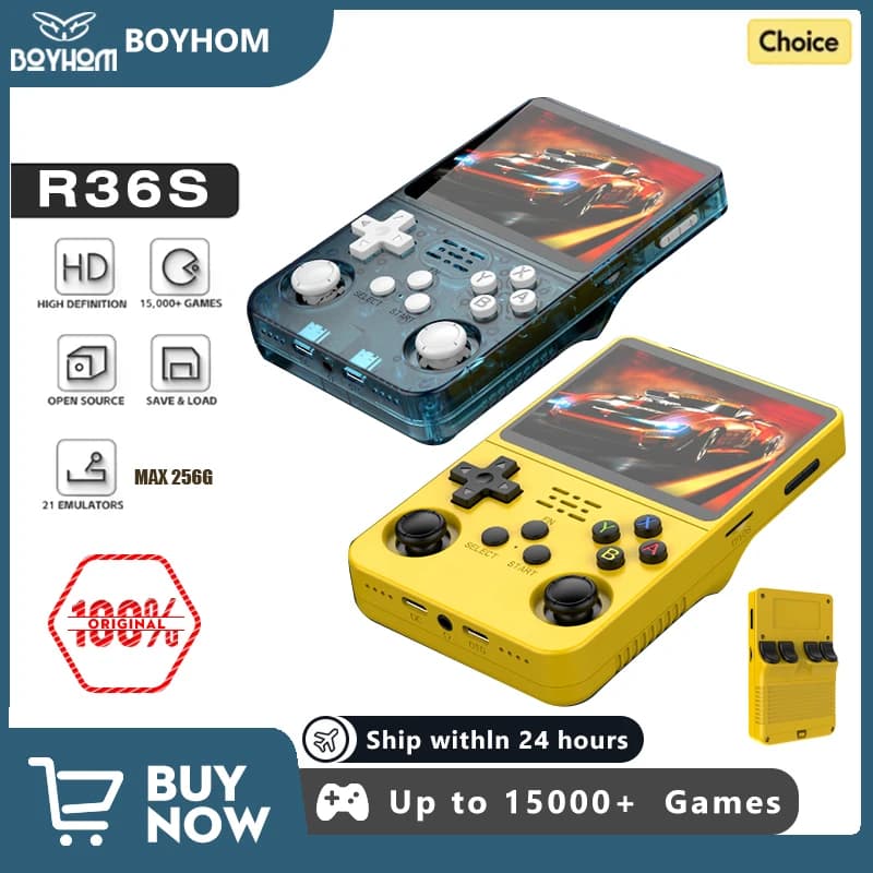 BOYHOM R36S 256G Handheld Game Console Linux System 3.5Inch IPS Screen Portable Pocket Video Player 2 Joystick 128G 64G Kid Gift