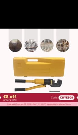 8 Ton Hydraulic Rebar Cutter Hydraulic Clamp Steel Bar Cutting Handheld Cutting Tool 16mm for Metal Chain Steel