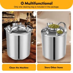 10L Stainless Steel Three-Head Barrel Beer Cleaning Can Cleaning Container W/ Lid Durable Cleaning Equipment
