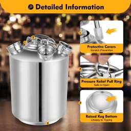 10L Stainless Steel Three-Head Barrel Beer Cleaning Can Cleaning Container W/ Lid Durable Cleaning Equipment