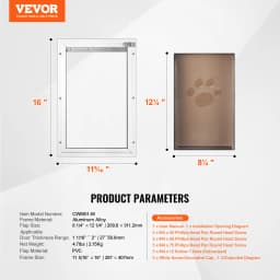 SucceBuy Pet Door Aluminum Frame with Lock and Flap System Weatherproof Doggy Door Easy to Install in Interior or Exterior Doors