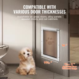 SucceBuy Pet Door Aluminum Frame with Lock and Flap System Weatherproof Doggy Door Easy to Install in Interior or Exterior Doors