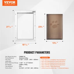 SucceBuy Pet Door Aluminum Frame with Lock and Flap System Weatherproof Doggy Door Easy to Install in Interior or Exterior Doors