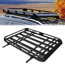 140x100cm/160×100cm Universal Aluminum Car Roof Rack Cargo Basket Tray Luggage Carrier Black Load 150kg for SUV w/Built-in Racks