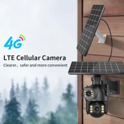 8mp/4k Solar Powered 4G SIM Card Camera Outdoor 5X Zoom Pan Tilt Dual Lens Binocular Camera PIR Human Body Sensing Solar Camera
