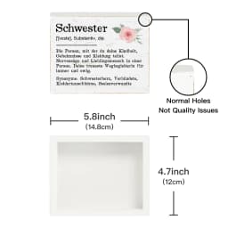 Putuo Decor German Box Wooden Sign, Schwester ['ʃvɛstɐ], Substantiv, Die, Wood Plaque Desk Decor for Home Farmhouse Living Room