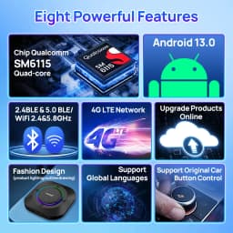CarlinKit Android 13 LED AI Box Wireless CarPlay Wireless Android Auto Smart Car Multimedia Box Qualcomm Chip SD Expand to 512GB