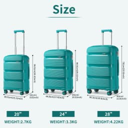 KONO hand luggage trolley suitcase with TSA lock, 4 twin wheels, stylish polypropylene hard-shell case