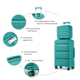 KONO hand luggage trolley suitcase with TSA lock, 4 twin wheels, stylish polypropylene hard-shell case