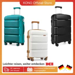 KONO hand luggage trolley suitcase with TSA lock, 4 twin wheels, stylish polypropylene hard-shell case
