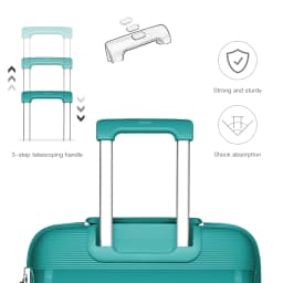 KONO hand luggage trolley suitcase with TSA lock, 4 twin wheels, stylish polypropylene hard-shell case