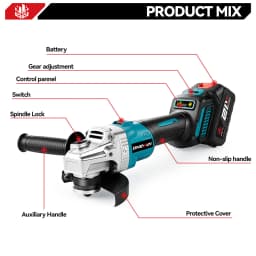 ONEVAN 125MM Brushless Electric Angle Grinder 6 Gears Cordless PolishIing Grinding Cutting Power Tools For Makita Battery Pin