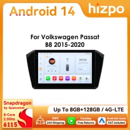 10.1" Hizpo CarPlay 2Din Android Auto Car Radio for VW Volkswagen Passat B8 2015 - 2020 GPS RDS DSP SWC 4G BT Snapdragon 6115