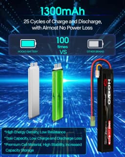 HOOVO 1300mah 11.1v Lipo Battery 3s 25c Rechargeable Battery With Mini Tamiya Connector For Racing Cars, Helicopters Airplanes
