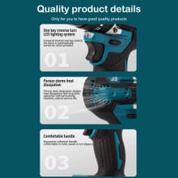Cordless Electric Drill Impact Driver Rechargeable 10mm Brushless Motor Impact Electric Screwdriver Variable Speed Power Tool