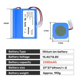 New 4S1P 14.4V 3500mAh Li-ion Battery Pack,For XIAOMI MIJIA Mi Robot Vacuum-Mop Essential G1 MJSTG1, SKV4136GL H18650CH R30 R35