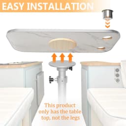 HWHONGRV Removable Boat Table 34X18 inch & Boat Table Pedestal Set 17.8‑27.2 Inch Height Range (Fast & Free Shipping)