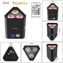 U'King 3x18W RGBWA+UV 6in1 Built-in Battery LED Par Light Wireless Remote Control DMX Wash Par Light for DJ Stage Performance