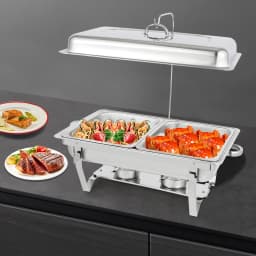 2/3 Food Trays Stainless Steel Chafing Dish With Lid Buffet Server Food Warmer