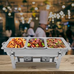 2/3 Food Trays Stainless Steel Chafing Dish With Lid Buffet Server Food Warmer