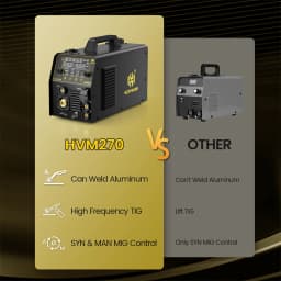 HHZXVOGEN HVM270 6 in 1 Aluminum Welding Machine Cut/Gas MIG/Gasless MIG/HF TIG/MMA ARC Stick Digital Screen 2T/4T Spot Inverter Welder for Stainless Cast Iron Multi-process Plasma Cutter Welder Combo