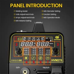 HHZXVOGEN HVM270 6 in 1 Aluminum Welding Machine Cut/Gas MIG/Gasless MIG/HF TIG/MMA ARC Stick Digital Screen 2T/4T Spot Inverter Welder for Stainless Cast Iron Multi-process Plasma Cutter Welder Combo
