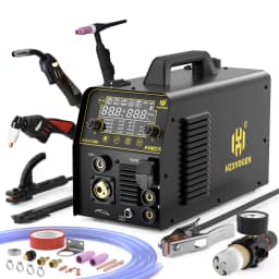 HHZXVOGEN HVM270 6 in 1 Aluminum Welding Machine Cut/Gas MIG/Gasless MIG/HF TIG/MMA ARC Stick Digital Screen 2T/4T Spot Inverter Welder for Stainless Cast Iron Multi-process Plasma Cutter Welder Combo