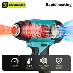 NEWBENY 500℃ Electric Hot Air Gun 2000W Heat Gun Cordless Rechargeable Industrial Home Welding Tools For Makita Battery Pin