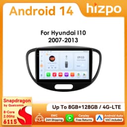 9" Hizpo 2Din Android14 Car Radio for Hyundai i10 2007- 2013 BT 4G Auto CarPlay Navi GPS RDS DSP Snapdragon 6115 360°CAM