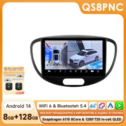 9" Hizpo 2Din Android14 Car Radio for Hyundai i10 2007- 2013 BT 4G Auto CarPlay Navi GPS RDS DSP Snapdragon 6115 360°CAM