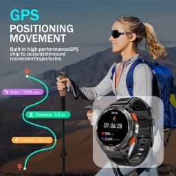 GPS Smartwatch for Men/ Women, 1.43'' Fitness Tracker with Geomagnetism/ Air pressure/ Music Plays/ Wireless Call/ Flashlight