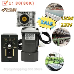 120W 80K High Torque Worm Gear Speed Reducer RV30 Electric Gear Motor with Speed Controller 1350RPM AC 220V
