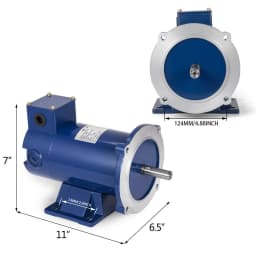 SucceBuy Brushed DC Motor 1/2HP 90V 56C 1750RPM TENV 2.05 N.m Rated Torque for Wire Peeler Baler Paper Cutter w/ 2x Carbon Brush