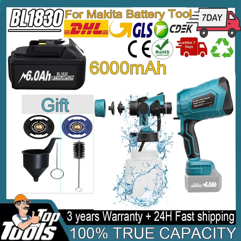 Paint Sprayer Electronic Gun For Makita 18V Battery Used For Car Vehicle Wall Housing DIY Tools Compatible Makita BL1830 Battery